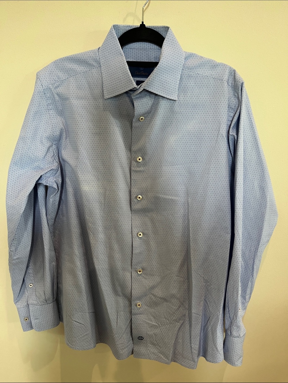 David Donahue Light Blue Micro-Pattern Dress Shirt